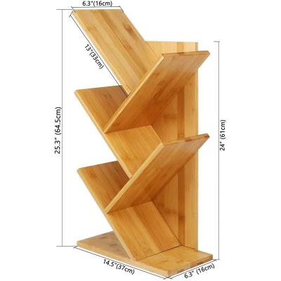 China Bamboo Organizer Table Book Rack Eco Tree Viable Bamboo Desk Shelf Office Bookshelf Display Simply Book Shelf Bamboo Storage for sale