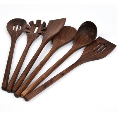 China DIY10303 Disposable Wooden Kitchenware Kitchen Cooking Tools Amazon Hot Sell Wooden Utensils Cooking Sets Home Walnut Wooden Utensils for sale