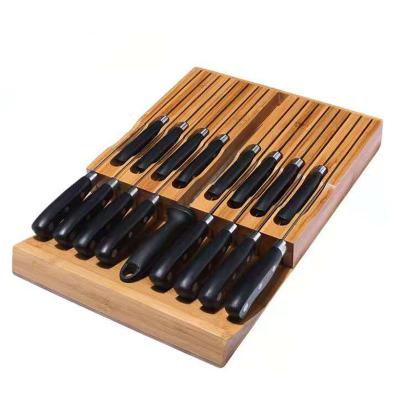 China Diyue Houssewares DIY205143 Factory Bamboo Knife Holder Storage Drawer Beech Wooden Rubber Holder Custom Made Viable Wooden for sale