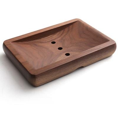 China DiYue Household Goods DIY071202 Eco Hotel Bathroom Accessories North American Wooden Soap Rest Sustainable Home Wooden Black Walnut Soap Holder for sale