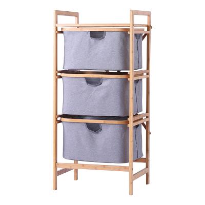 China DIY2012185 Household Items DIY2012185 DiYue Rack Basket Bambus 3 Tier Storage Rack Hotel Custom Home Viable Storage Basket Nordic Larundry Bamboo for sale