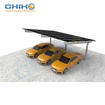 China Home Strong Solar Structure For Commercial Parking Lot Steel Vs Solar Parking Lot Solution T Design For 1 Side for sale