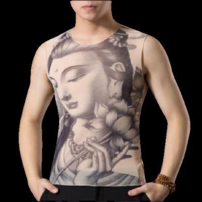 China Anti-Wrinkle Tattoo Sleeveless T-Shirt for sale