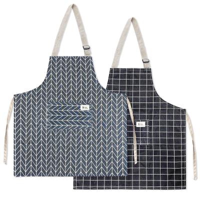 China Eco-Friendly Adjustable Cooking Aprons Kitchen Bib Aprons With 2 Pockets Cotton Canvas Chef Aprons For Women Men for sale