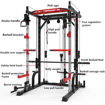 China Multi Functional Multifunctional Gym Blacksmith Training Equipment Rack Fitness Cable Machine Squatting Machine Use For Home for sale