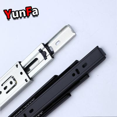 China 45mm Silent Telescopic Rail Drawer Slide 24 Inch Black Zinc Ball Bearing Telescopic Drawer Runner Slides for sale