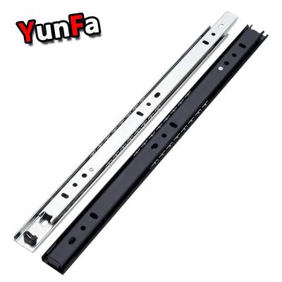 China Kitchen Cupboard Cabinet Ball Bearing 27mm Full Extension Channel Drawer Silent Telescopic Runner Silent Rail 2 Fold Drawer Slide for sale