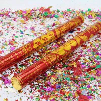 China Wholesale Safety 100cm Wedding Party Hand Holding Confetti Fireworks Kids Hand Gun Spray Tube Shooter Noise Push Spin Confetti for sale