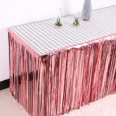 China 73x400cm CIA Disposable Table Skirt Peva Plastic Table Skirts Cover For Birthday Banquet Party Wedding Festival Home Decoration for sale