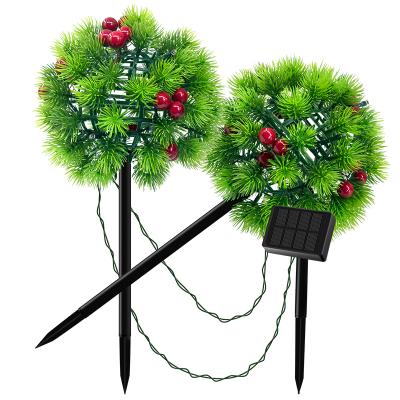 China Outdoor Waterproof Solar Garden Landscape Light Festival Christmas Garden Decoration Light Up 20 LED String Pine Needle Color Solar Light for sale