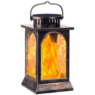 China Solar Flame Lantern Lifelike Dancing Flickering Outdoor Hanging Lanterns Lighting Heavy Duty Solar Powered Waterproof Light for sale