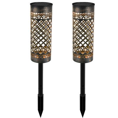 China LANDSCAPE Solar Metal Light Bronze Hollow Shade Inserted Lamp for sale