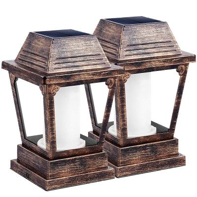 China Solar Powered Garden Lantern Metal Lantern Flame Garden Patio Pathway Deck Yard for sale