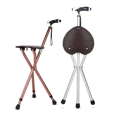 China Convenient cane with adjustable stool folding chair crutch for the elderly for sale