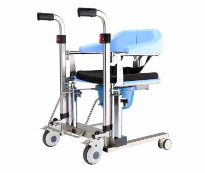 China 304 stainless steel multifunctional mobile lift commode chair with bath toilet for disabled and patients for sale