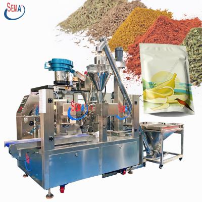 China High Efficient Ziplock Food Pouch Doypack Milk Coffee Spices Powder Rotary Packing Machine With Auger Filler for sale