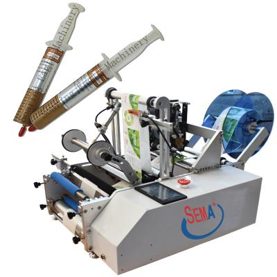 China medical automatic adhesive sticker sausage nail polish lipstick pencil syringe horizontal labeling machine price for sale