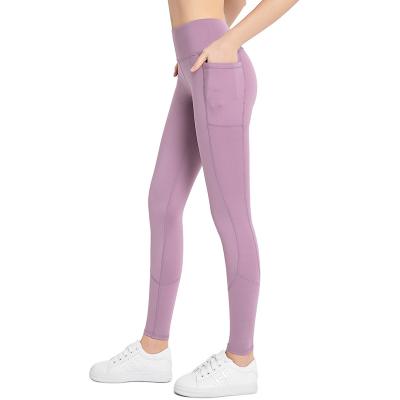 China Wholesale Breathable Europe and America Women Lift Peach Hips Shape Mesh Stripe Skin Tight High Waist Sports Fitness Solid Yoga Pants for sale