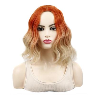 China GT Water Wave Gradient Color Brown Color Women's Full Lace Hair Wig Open Medium Daily Short Regular Orange Short Hair for sale