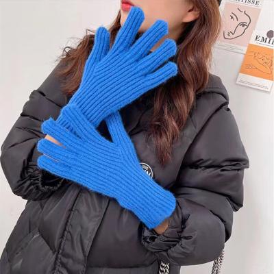 China Women's High Quality Cotton Soft Warm Comfortable Private Label Solid Wool Gloves Knitted Acrylic Gloves 9 Colors Cute Split Finger Winter Gloves for sale