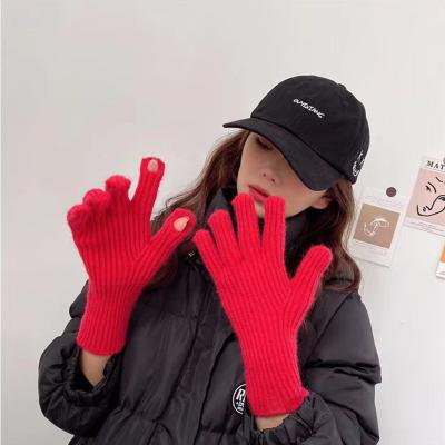 China New Arrival Fashion Gloves Solid 9 Colors Soft Warm Comfortable Daily Gloves Warm Cotton Wool Knitted Quality Adult Outdoor Use Winter Cute Glove for sale