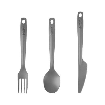 China Ti46 Durable Knife, Spoon And Fork Tableware Set Pure Titanium Tableware Portable Outdoor Camping Tableware Travel Utensils for sale