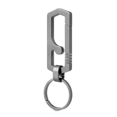 China Creative Luxury Custom Anti Rust Titanium Metal Logo Ccarabiner Key Chain Hook Snap Key Holder For EDC Daily Gift Promotion Rise for sale