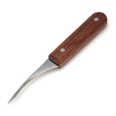 China J084 Shrimp Non-variable Knife Outdoor Knife Popular Stainless Steel Blade Wooden Seafood Cutter Peeling Knife For Daily Camping Fishing for sale