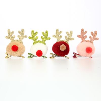 China Lovely Cute Merry Christmas Caribou Horn Hair Clip For Hair Accessories for sale