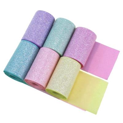 China Recyled factory supply custom design 75mm chunky glitter ribbon logo wholesale for sale