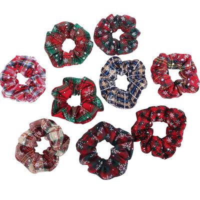 China European and American Style Christmas Scrunchies for Hair Scrunchie Holder Ponytail Hair Ties Hair Bands Winter Snowflake for sale