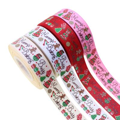 China Different types of floral wholesale nylon edging custom elastic printed textile grosgrain moiré ribbon for sale