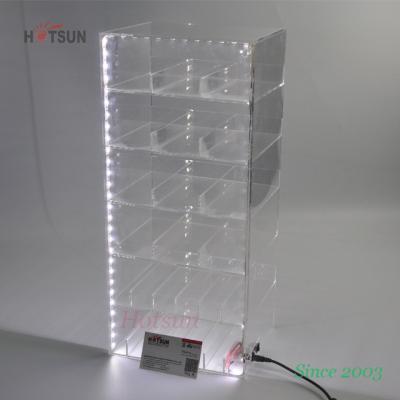 China Deploying Custom Merchandise RGB LED Lighting UP Plexiglass Display Stand Office Clear Acrylic Display Cabinet for sale