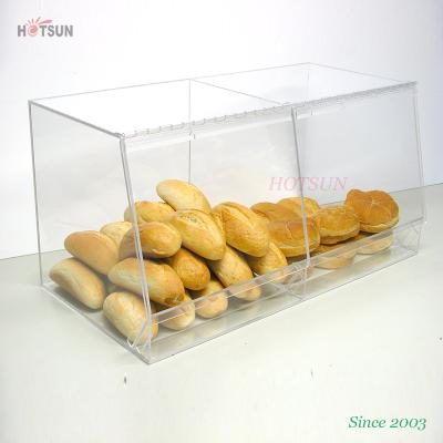 China Food Grade Acrylic Countertop Buffet Acrylic Display Case For Bread Holder Clear Bread Display Case for sale