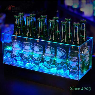 China Sustainable Rechargeable Batteries LED Lighting Up RGB Wine Cooler Beer Champagne LED Acrylic Ice Bucket for sale