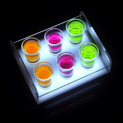 China 6 Slot RGB LED Bar Shot Glass Display Rack HS-SZ-2513 for sale