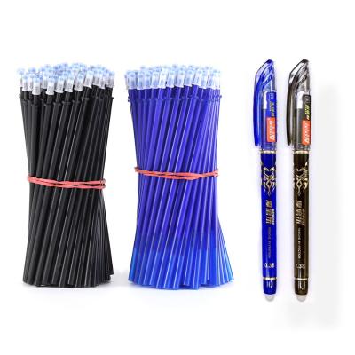 China 2+50Pcs/Set 0.5mm Gel Pen Erasable Refill Rod Erasable Pen Washable Handle School Writing Gel Ink Pen Normal Blue Black for sale