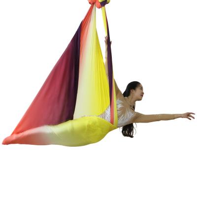 China Yoga Exercise Hammock Anti-Gravity Gradient Color Silk Width 2.8 Meters Without Stitching Colorful Yoga Hammock for sale