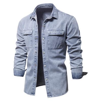 China Men's Jean Jacket Fashion Vintage Coat Washed Denim Traditional Tops Regular Fit QUICK DRY For Spring And Fall Turn-down Collar for sale