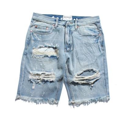 China Color Fade Proof Men Ripped Denim Shorts Summer Distressed Casual Short Pants for sale