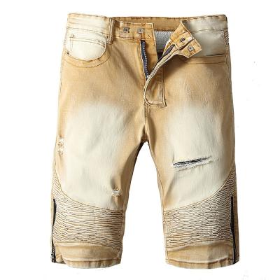 China Mens Straight Denim Shorts Jeans Vintage High Street Casual Knee Length Pants for sale