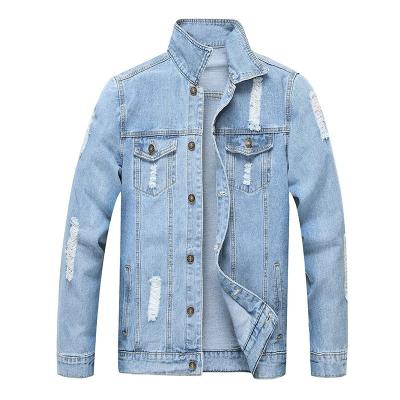 China Breathable Men's Casual Style Denim Jacket Blue Color Thin Denim Outdoor Clothing for sale