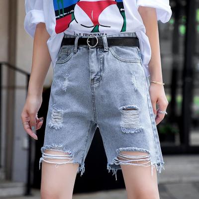 China QUICK DRY Womens Denim Shorts Summer Hot Ripped Fashion Holes Distressed Blue Jeans Pants for sale