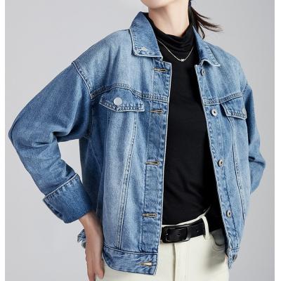 China Breathable Women Short Style Denim Stretch Jacket Coat Button Sleeve Spring Slim Long Autumn for sale