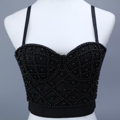 China 2021 new arrival fashion anti-pilling women's sexy beading spaghetti strap 2021 summer crop tank top custom women sexy tops for sale