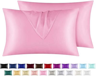 China Anti-Static Luxury Cheap Satin Pillow Case Price Cooling Set Of 2 Satin Pillowcases With Zipper Care For Your Hair And Skin for sale