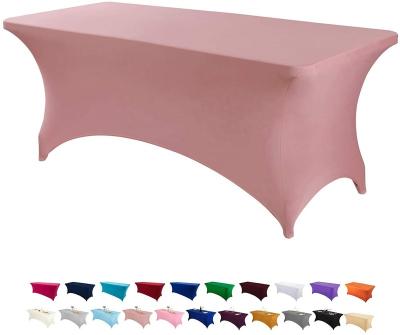 China Waterproof Rectangular Spandex Table Cover Stretch Fitted Table Cloth For Outdoor Baby Show Party Wedding for sale