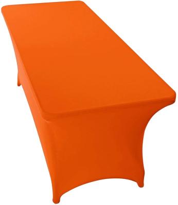 China 4FT 6FT Waterproof Wholesale Luxury Rectangular 8FT Stretch Table Fitted Cover For Party Event Decoration Orange Spandex Table Cloth for sale