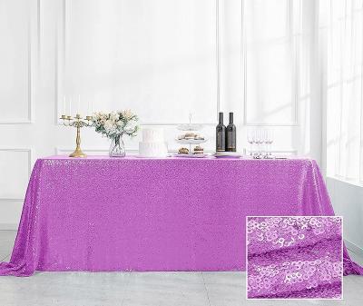 China Hot Selling Waterproof Purple Lavender Rectangular Sequin Table Cloth Glitter Tablecloths For Birthday Wedding Party Decorations for sale