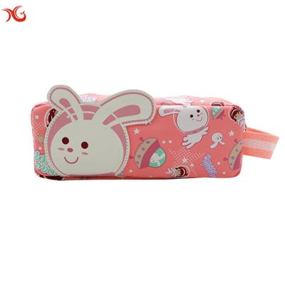 China Cute Girls Luxury Custom Cartoon PU Application Gift Pencil Case Cute Zipper Pen Pencil Bag Lovely PU School Bag for sale